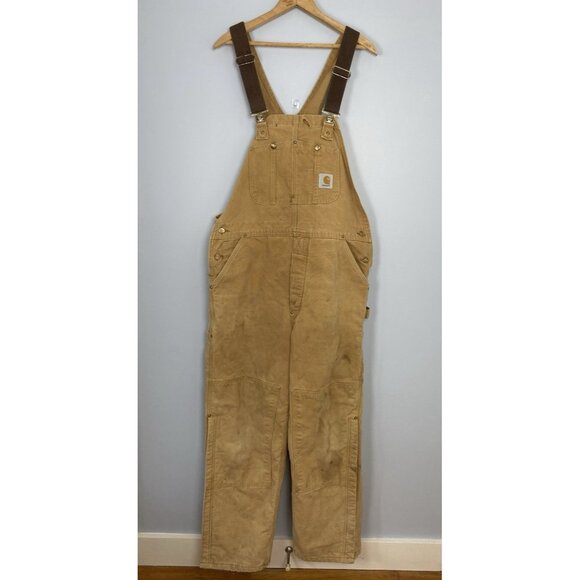 Carhartt Other - Carhartt Overalls Mens 38x29 Brown Quilted Lined Workwear Double Knee Distressed